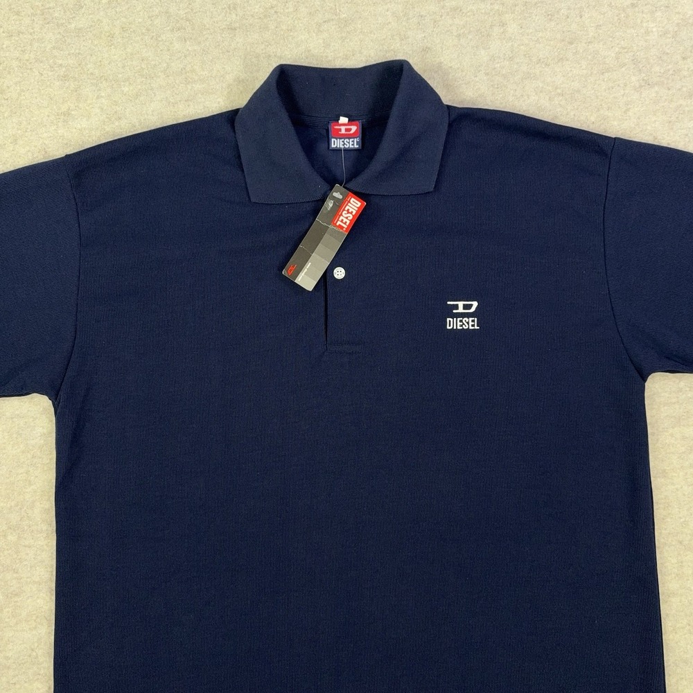 Vtg Diesel Polo Shirt Mens 2XL Embroidered Logo Blue Golf Short Sleeve 90s